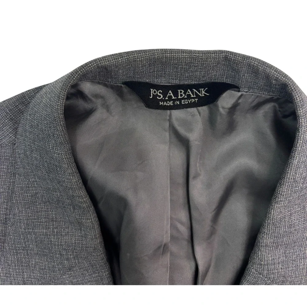 Jos A Bank 48L 43x32 Gray 2pc Pant Suit Signature Collection Wool Flat Front